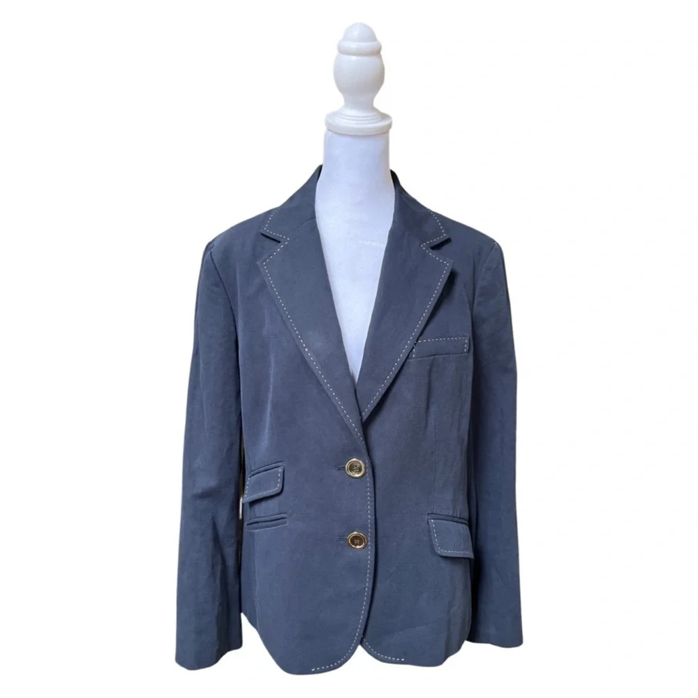 Talbots Women’s blazer with gold accents | Size 14 petite | Color Navy - Picture 1 of 5